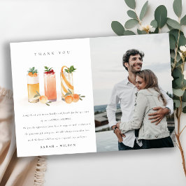 Schattige Fruitcocktail Sinaasappel Foto Koppels B Bedankkaart