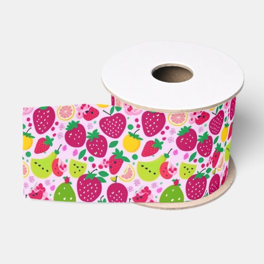 Schattige Fruitige Snoepjes Grosgrain Lint (Spoel)