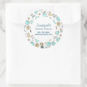 Schattige Fruitpatroon Summery Line Drawing Busine Ronde Sticker (Tas)