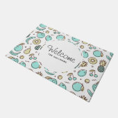 Schattige Fruitpatroon Summery Line Drawing Welkom Deurmat (Schuin)