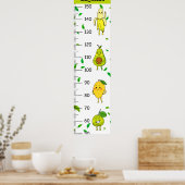 Schattige Fruits Kawaii Groeikaart Poster (Keuken)