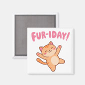 Schattige Fun Cat Fur-iday Magneet (Voorkant / Achterkant)