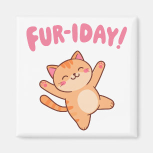 Schattige Fun Cat Fur-iday Magneet