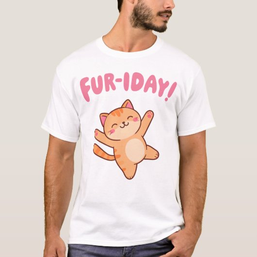 Schattige Fun Cat Fur-iday T-shirt (Voorkant)