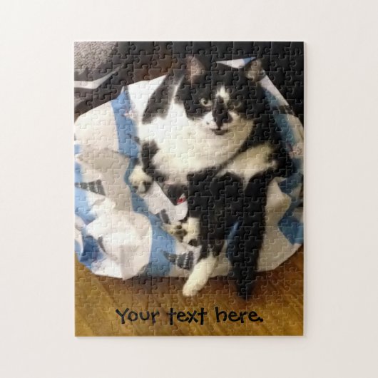 Schattige Fun custom Tuxedo Kat Kerstpuzzel Legpuzzel (Verticaal)