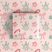 Schattige Fun Doodles Kerstcadeau Cadeaupapier