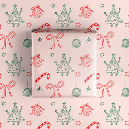 Schattige Fun Doodles Kerstcadeau Cadeaupapier