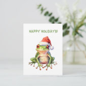Schattige Fun Fabulous Frog Christmas Holiday Brie Briefkaart (Staand voorkant)