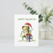 Schattige Fun Fabulous Frog Christmas Holiday Brie Briefkaart (Staand voorkant)