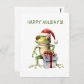 Schattige Fun Fabulous Frog Christmas Holiday Brie Briefkaart (Voorkant / Achterkant)