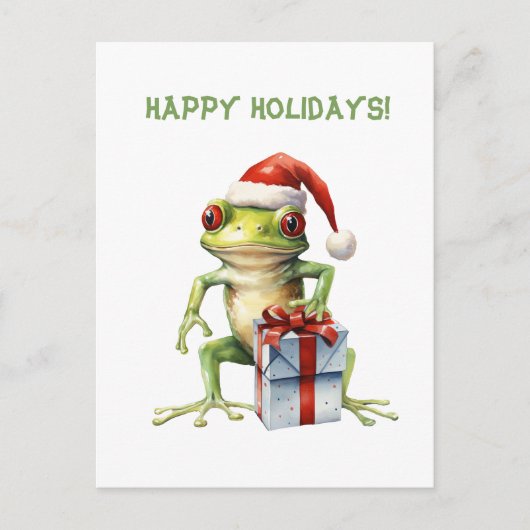 Schattige Fun Fabulous Frog Christmas Holiday Brie Briefkaart (Voorkant)