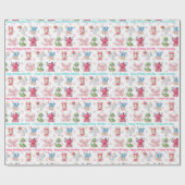 Schattige Fun Girl's Birthday Naam toevoegen Leeft Cadeaupapier (Vlak)