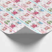 Schattige Fun Girl's Birthday Naam toevoegen Leeft Cadeaupapier (Hoek)