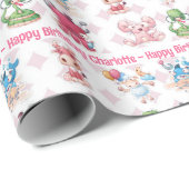 Schattige Fun Girl's Birthday Naam toevoegen Leeft Cadeaupapier (Rol Hoek)