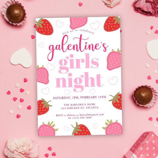 Schattige Fun Girly Galentine's Day Party Kaart