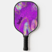 Schattige Fun Glam Sparkly Paarse en Goud Pickleball Paddle (Achterkant)