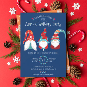 Schattige Fun Gnome Modern Christmas Holiday Party Kaart