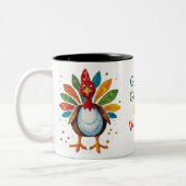 Schattige Fun Gobble Rainbow Turkije Thanksgiving Tweekleurige Koffiemok (Links)