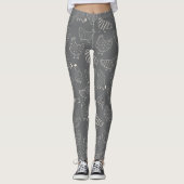 Schattige Fun Grey Wit Kip Silhouet Leggings (Voorkant)