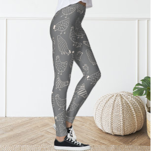 Schattige Fun Grey Wit Kip Silhouet Leggings