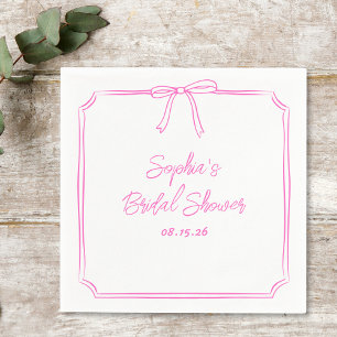 Schattige Fun Hot Roze Eenvoudige Girly Bow Vrijge Servet