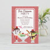 Schattige Fun Ice Cream Sundae Verjaardagsfeest Kaart (Staand voorkant)