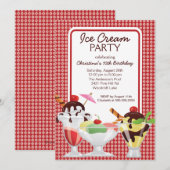 Schattige Fun Ice Cream Sundae Verjaardagsfeest Kaart (Voorkant / Achterkant)