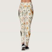 Schattige Fun  Ivoor Roze Bloemen Kippenhoen Leggings (Achterkant)