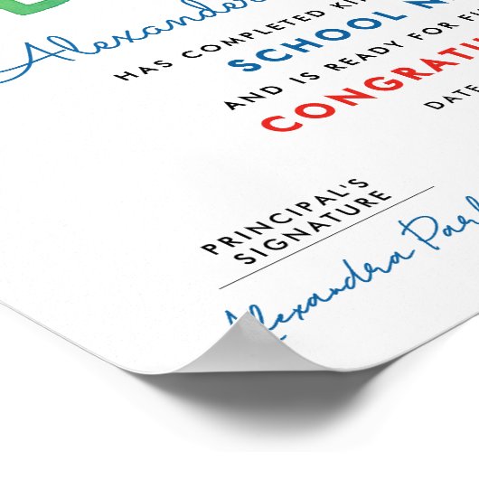 Schattige Fun Kleuterschool Kleurrijk Afstudeerder Poster (Hoek)