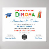 Schattige Fun Kleuterschool Kleurrijk Afstudeerder Poster (Voorkant)