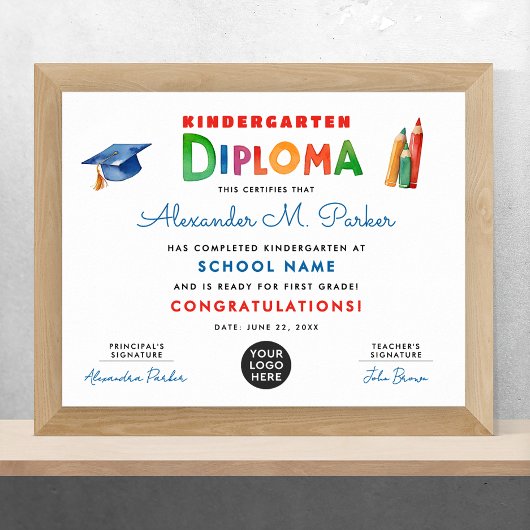 Schattige Fun Kleuterschool Kleurrijk Afstudeerder Poster