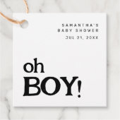 Schattige Fun Oh Boy Baby shower Bedankjes Labels (Voorkant)