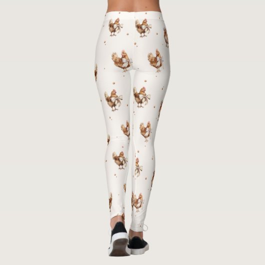 Schattige Fun Pastel Hen Chicken Leggings (Achterkant)