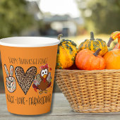 Schattige & Fun Peace Love Thanksgiving Party Papieren Bekers