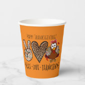 Schattige & Fun Peace Love Thanksgiving Party Papieren Bekers (Voorkant)