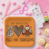 Schattige & Fun Peace Love Thanksgiving Party Papieren Bordje (Feest)
