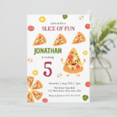 Schattige Fun Pizza Party Kids Verjaardag Kaart (Staand voorkant)