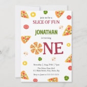 Schattige Fun Pizza Party Kinder 1e Verjaardag Kaart (Voorkant)