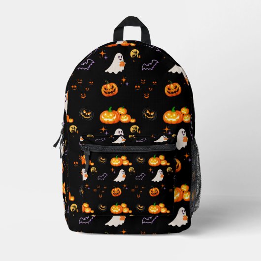 Schattige Fun Pumpkin spookvleermuis Witch Hallowe Bedrukte Rugzak (Voorkant)