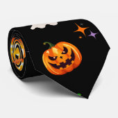 Schattige Fun Pumpkin spookvleermuis Witch Hallowe Stropdas (Opgerold)