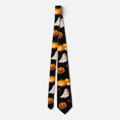 Schattige Fun Pumpkin spookvleermuis Witch Hallowe Stropdas (Achterkant)