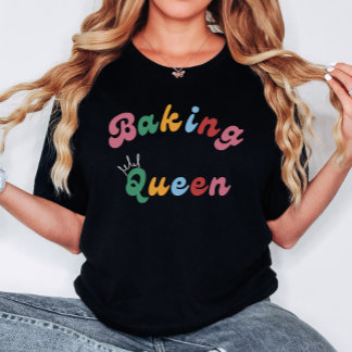 Schattige Fun Retro Baking Queen Royal Womens T-shirt