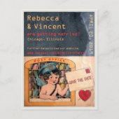 Schattige Fun Retro Love Briefkaart Save the Date (Voorkant)