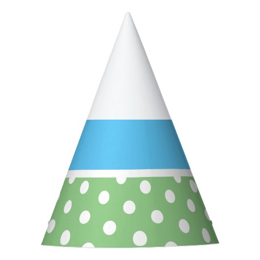 Schattige Fun Sky Blue gestippelde lichtgroene wit Feesthoedjes (Voorkant)