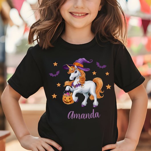 Schattige Fun Unicorn Horse Witch Pet gepersonalis T-shirt
