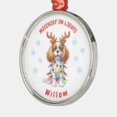 Schattige Fun Waterverf Cavalier Snowflakes Dog Metalen Ornament (Links)