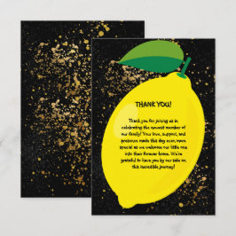 Schattige Fun Yellow Lemon Gold Glitters Baby show Bedankkaart