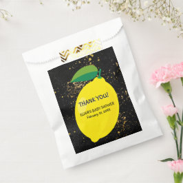 Schattige Fun Yellow Lemon Gold Glitters Baby show Bedankzakje