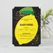 Schattige Fun Yellow Lemon Gold Glitters Baby show Kaart (Staand voorkant)