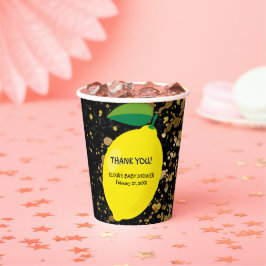 Schattige Fun Yellow Lemon Gold Glitters Baby show Papieren Bekers